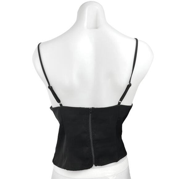 Superdown Black V Neck Zip Adjustable Strap Buckle Camisole Tank Top Size M - Picture 6 of 8